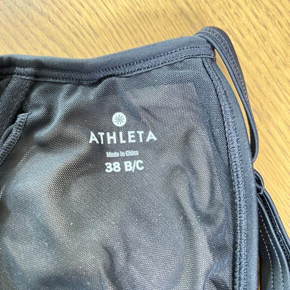 Athleta Laguna‎ Side Scrunch Tankini Top Black White Geometric Womens 38 B/C - Picture 5 of 7